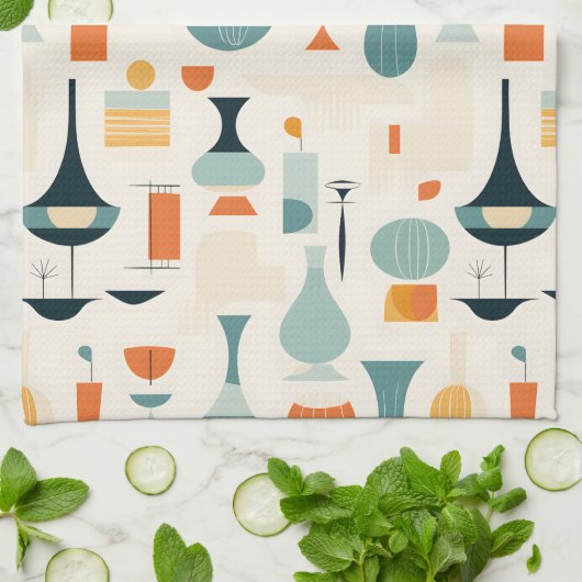 Midden eeuw moderne vaas vorm theedoek (Gevouwen)