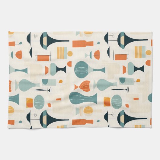 Midden eeuw moderne vaas vorm theedoek (Horizontaal)