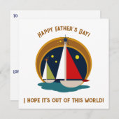 Midden eeuw Moderne Vaderdag Retro Zeilboten (Voorkant / Achterkant)