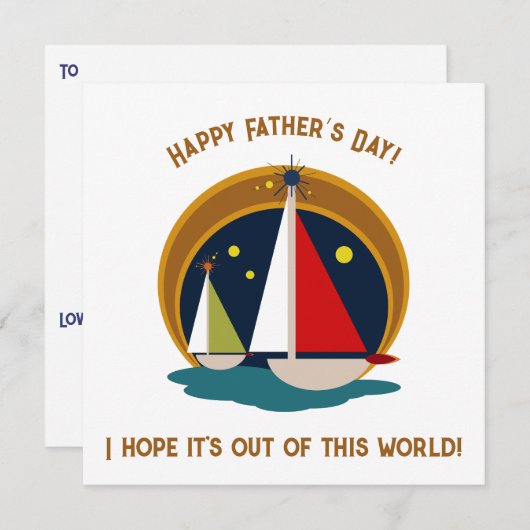 Midden eeuw Moderne Vaderdag Retro Zeilboten (Voorkant / Achterkant)