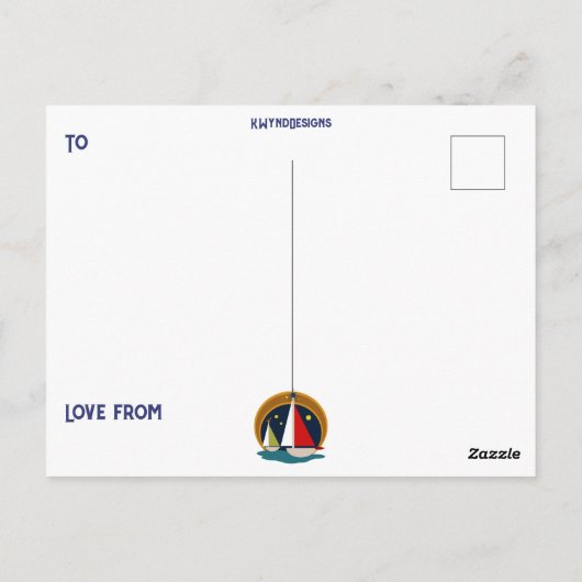 Midden eeuw Moderne Vaderdag Retro Zeilboten Briefkaart (Achterkant)