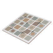 Midden eeuw moderne vierkanten aarde tonen tegeltje (Zijkant)