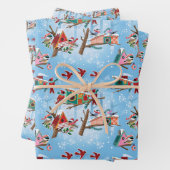 Midden-eeuw moderne vogelhuisjes Kerstmis Inpakpapier Vel (In situ)