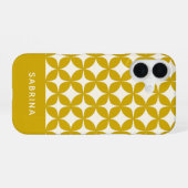 Midden eeuw moderne vormen gele gepersonaliseerd iPhone 16 hoesje (Achterkant horizontaal)
