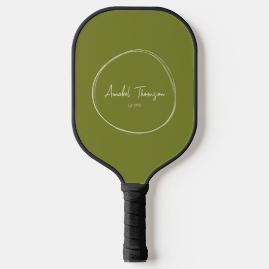 Midden-eeuw moderne wilg groen | Scriptnaam Pickleball Paddle (Voorkant)