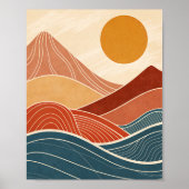 Midden-eeuw moderne woestijn zonsondergang poster (Voorkant)