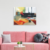 Midden eeuw moderne woonkamer retro canvas afdruk (Insitu (Woonkamer))