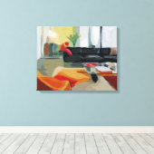 Midden eeuw moderne woonkamer retro canvas afdruk (Insitu (Houten vloer))