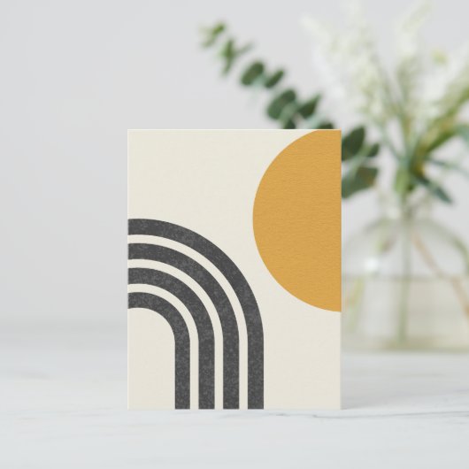 Midden eeuw moderne zon & regenboog briefkaart (Staand voorkant)