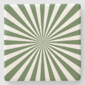 Midden eeuw moderne Zonneschijn Groen Wit patroon Stenen Onderzetter (Voorkant)