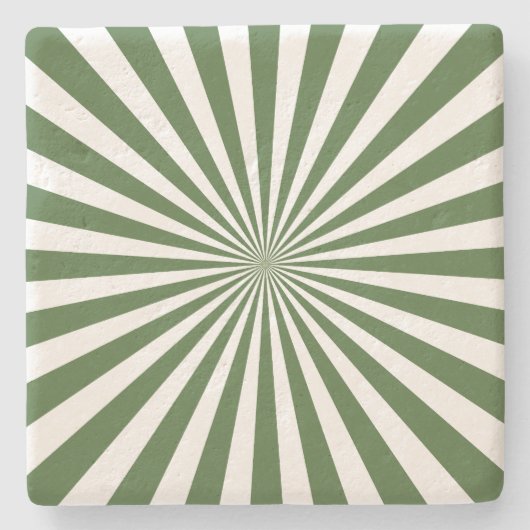 Midden eeuw moderne Zonneschijn Groen Wit patroon Stenen Onderzetter (Voorkant)