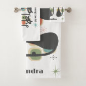 Midden eeuw moderne zwarte katten bad handdoek (Insitu)