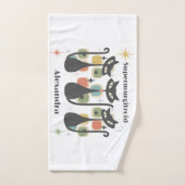 Midden eeuw moderne zwarte katten bad handdoek (Handdoek)