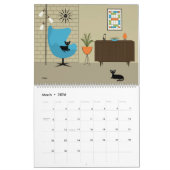Midden eeuw moderne zwarte katten kalender (Mar 2026)