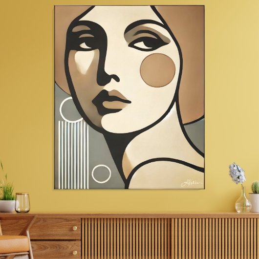Midden Eeuw Modernisme Kunst De Blik Midden Eeuw S Canvas Afdruk (Insitu (Woonkamer))