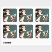 Midden Eeuw Modernisme Kunst De Martini DIva Vierkante Sticker (Vel)