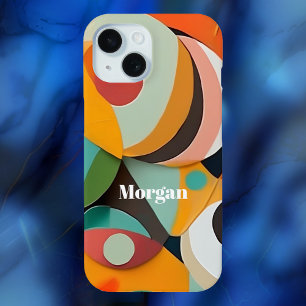 Midden eeuw modernisme kunst, naam, geometrisch iPhone 15 case