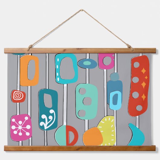 Midden eeuw muur opknoping decor print hangend wandkleed (Voorkant)