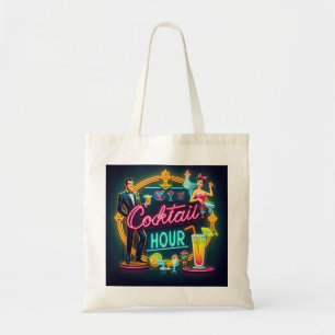 Midden Eeuw Neon Licht Cocktail Uur Koppel Tote Bag