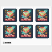 Midden Eeuw Neon Martini Bord Vierkante Sticker (Vel)