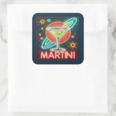 Midden Eeuw Neon Martini Bord Vierkante Sticker (Tas)