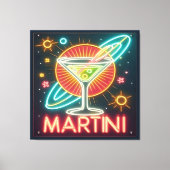 Midden eeuw Neon Martini teken Canvas Afdruk (Voorkant)