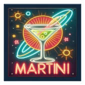 Midden eeuw Neon Martini teken Foto Afdruk (Voorkant)