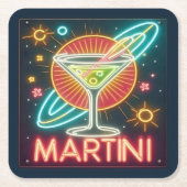 Midden eeuw Neon Martini teken Kartonnen Onderzetters (Voorkant)