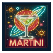 Midden eeuw Neon Martini teken Perfect Poster (Voorkant)