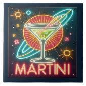 Midden eeuw Neon Martini teken Tegeltje (Voorkant)