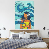 Midden eeuw Oceaangolf Paradijsvogel Wahine Canvas Afdruk (Insitu (Slaapkamer))