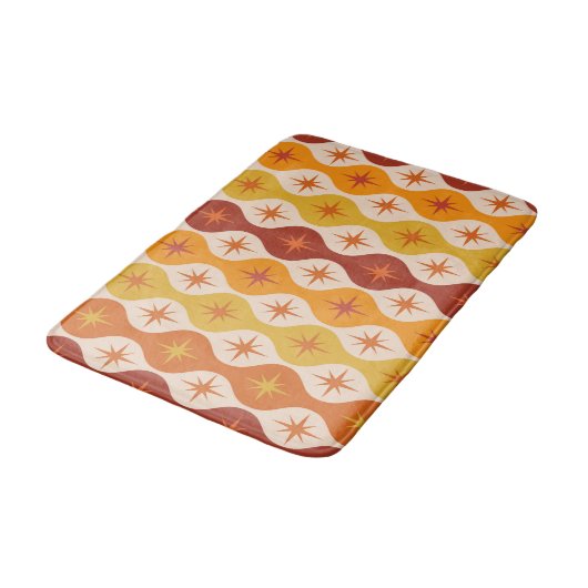 Midden-Eeuw Oranje Atomic Starbursts op Ogee Badmat (Gekanteld)