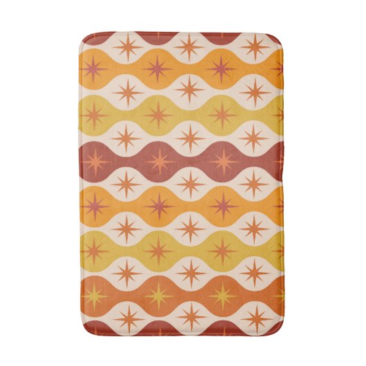 Midden-Eeuw Oranje Atomic Starbursts op Ogee Badmat (Voorkant Verticaal)