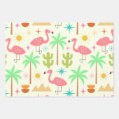 Midden eeuw Palm Springs Flamingo met Bomen Inpakpapier Vel (Voorkant 2)