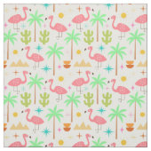 Midden eeuw Palm Springs Flamingo met Bomen Stof (Swatch)