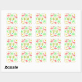 Midden eeuw Palm Springs Flamingo met Bomen Vierkante Sticker (Vel)