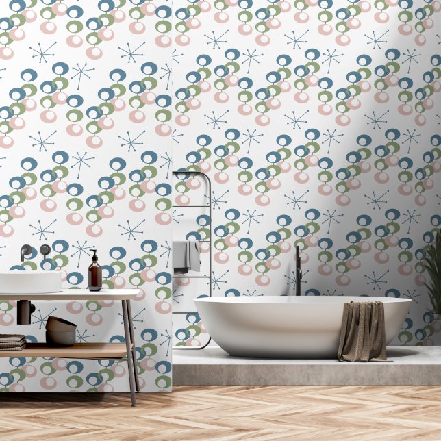 Midden eeuw patroon behang (Badkamer)