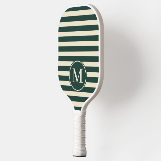Midden-eeuw polo gestreepte salie groen monogram pickleball paddle (Links)