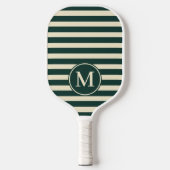 Midden-eeuw polo gestreepte salie groen monogram pickleball paddle (Voorkant)