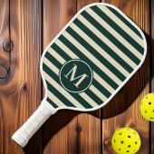 Midden-eeuw polo gestreepte salie groen monogram pickleball paddle
