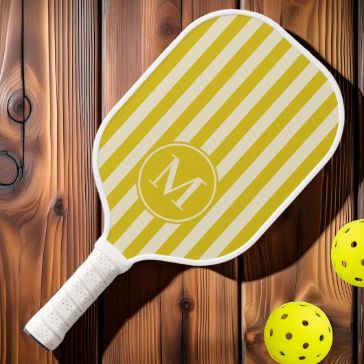 Midden-eeuw Polo Striping Burnt Lemon Monogram Pickleball Paddle