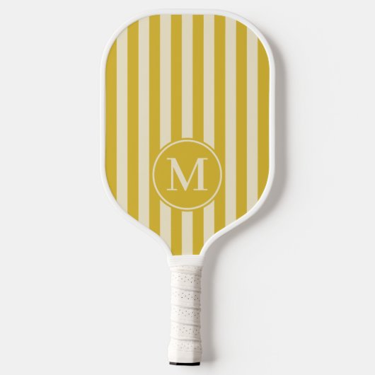 Midden-eeuw Polo Striping Burnt Lemon Monogram Pickleball Paddle (Achterkant)