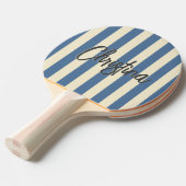 Midden-eeuw polo striping capri blauw geschilderde tafeltennisbatje (Voorkant Gekanteld)