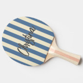 Midden-eeuw polo striping capri blauw geschilderde tafeltennisbatje (Zijkant)
