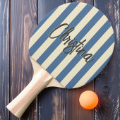 Midden-eeuw polo striping capri blauw geschilderde tafeltennisbatje