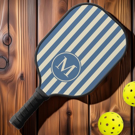 Midden-eeuw polo striping capri blauw monogram pickleball paddle