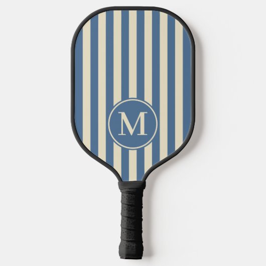 Midden-eeuw polo striping capri blauw monogram pickleball paddle (Achterkant)