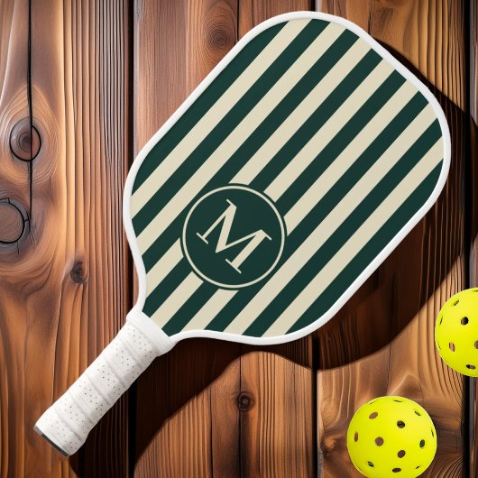 Midden-eeuw polo striping salie groen monogram pickleball paddle