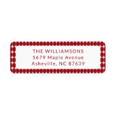 Midden-eeuw Red Baubles Kerstmis retour adres Etiket (Voorkant)