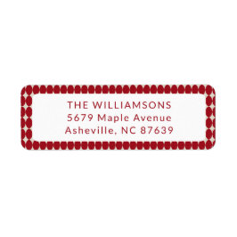 Midden-eeuw Red Baubles Kerstmis retour adres Etiket